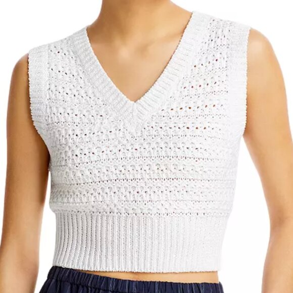 Vince Cropped Cotton Sweater Vest, Size S, Gently Used - Fair Condition - Picture 1 of 9